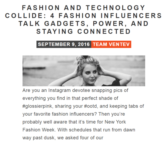 Fashion influencer Q&A for Ventev Mobile