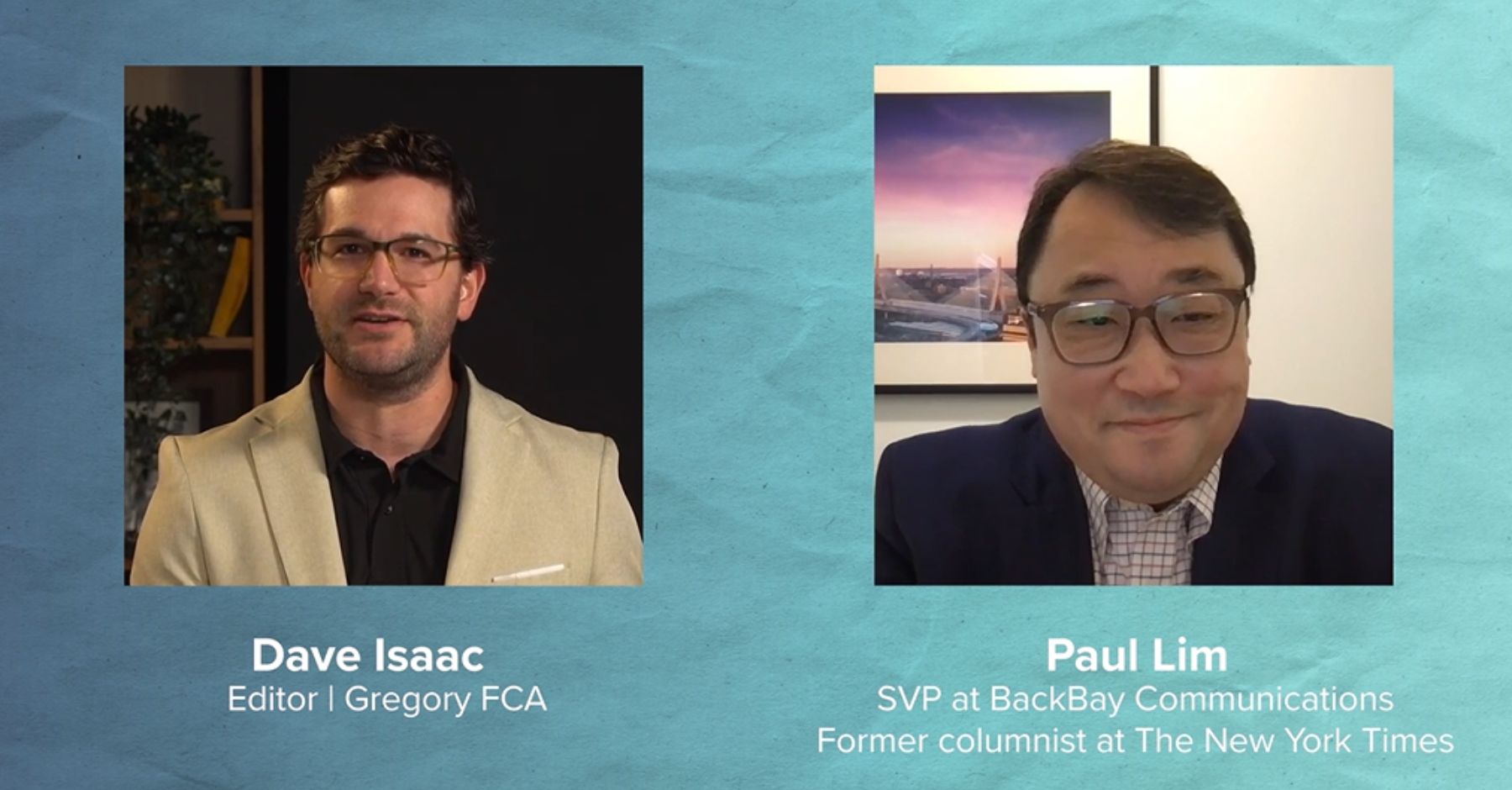 Dave Issac and Paul Lim having a Q&A about how to build better media relationships