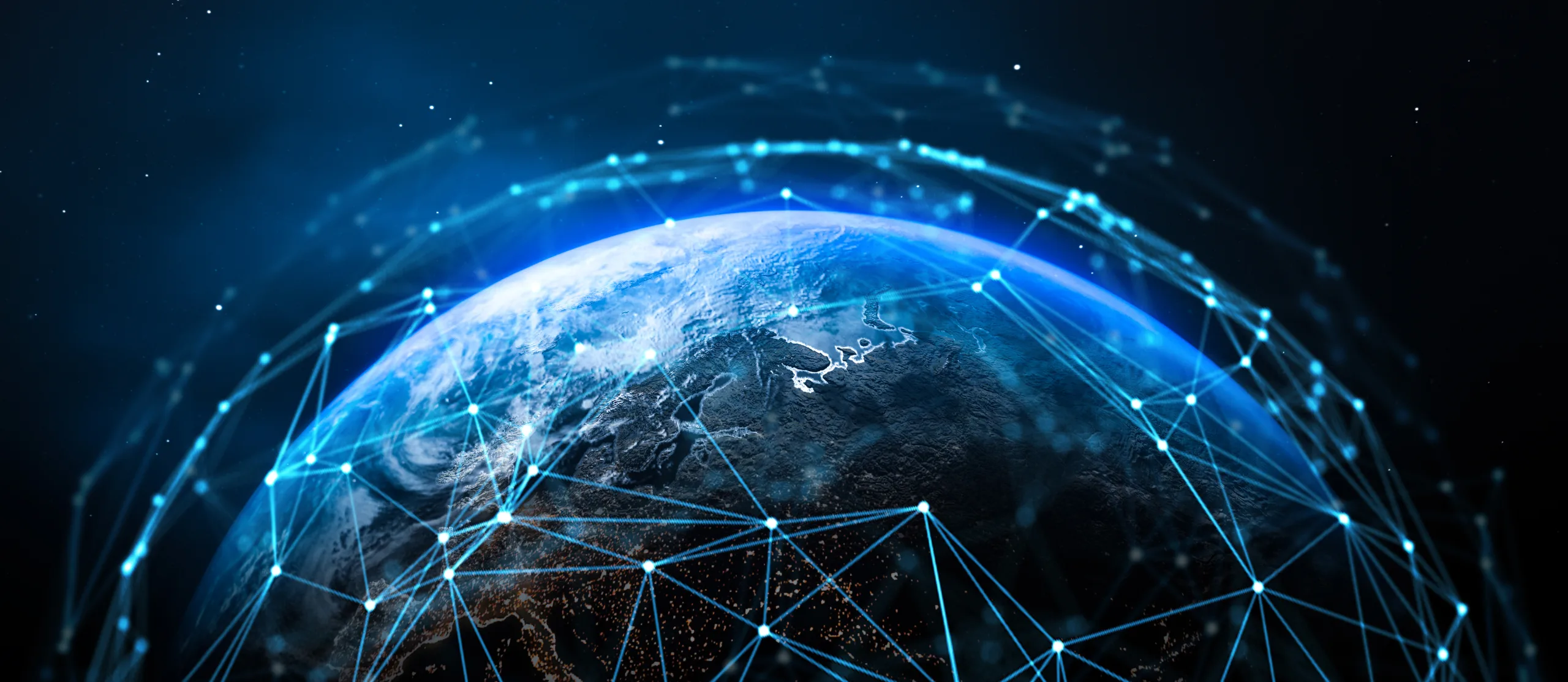 Descartes Systems Group Image of globe with connections that Descartes Systems Group helps ship goods around the world