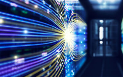 Image of technology of fiber optics and code for Flexential