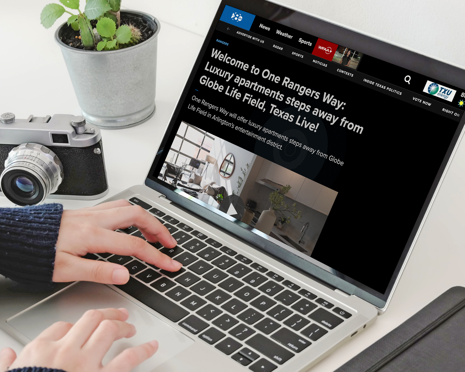 Media coverage example on a laptop that Gregory secured for One Rangers Way