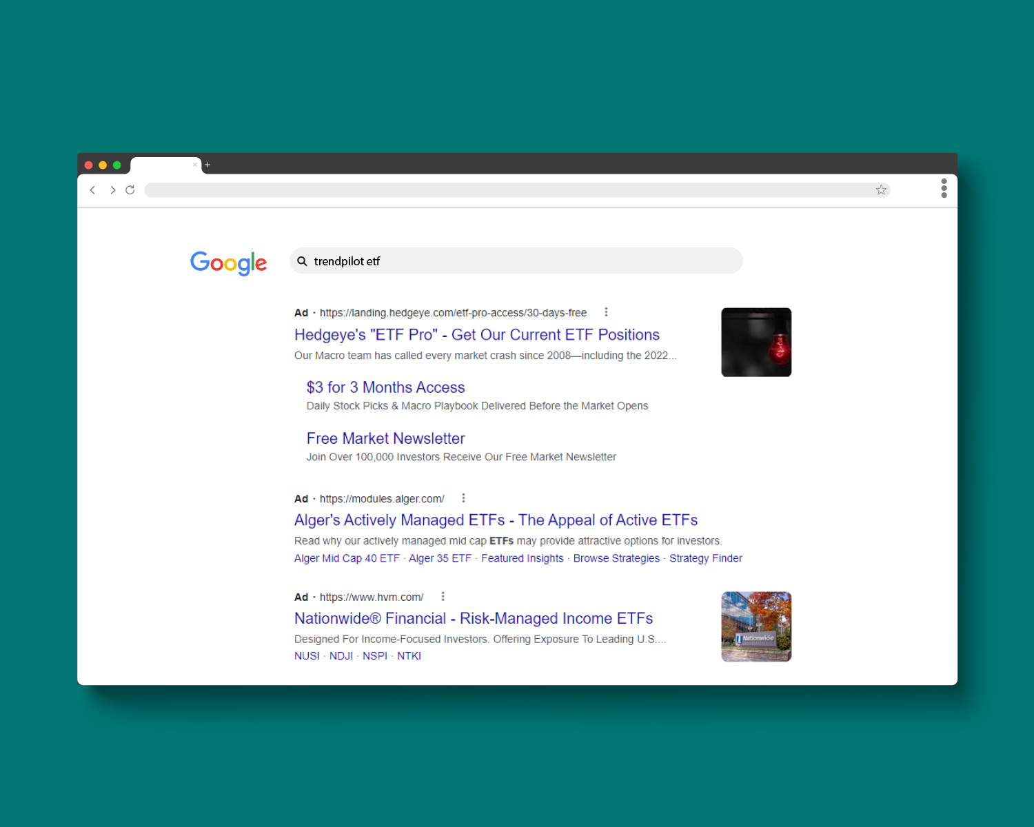 Another image of Pacer ETFs SEM Ads on Google Ads