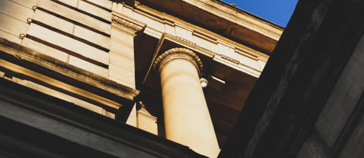 A marble column at a private markets firm