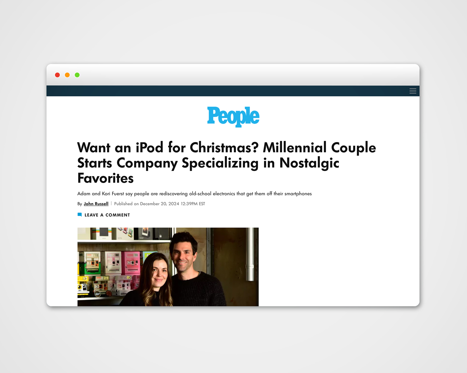 Image of People Magazine coverage Gregory obtained for Retrospekt