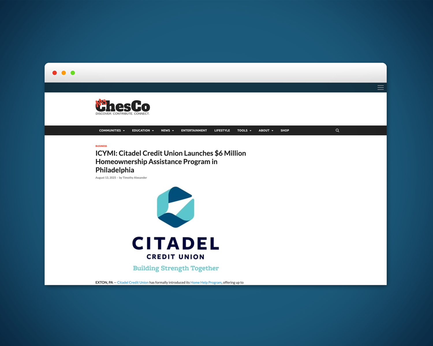 Press coverage that Gregory obtained for Citadel Credit Union